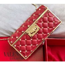 Valentino Rockstud Spike Chain Clutch Bag 0702 Red 2019