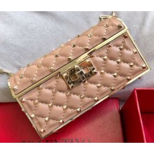 Valentino Rockstud Spike Chain Clutch Bag 0702 Apricot 2019