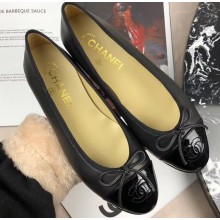Chanel Leather Classic Bow Ballerinas Flats Black/Patent