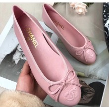 Chanel Leather Classic Bow Ballerinas Flats Pink
