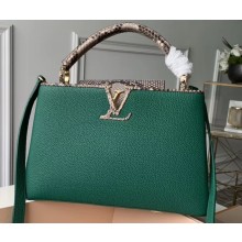 Louis Vuitton Capucines PM Bag Python Handle and Flap N95382 Green