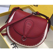 Fendi Round Stitched Saddle Bag Red 2019