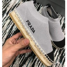 Prada Sock-style Knitted Espadrilles Gray 2019