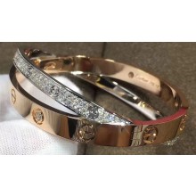 Cartier Real 18K love bracelet Pink gold diamond-paved white gold