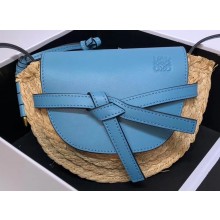 Loewe Soft Calf/Rafia Mini Gate Bag Blue 2019
