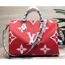 Louis Vuitton Monogram Canvas Speedy 30 Bandouliere Bag M44573 Red/White/Pink 2019