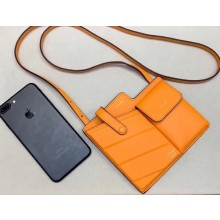 Fendi Two-Pocket Leather Messenger Mini Bag Orange 2019