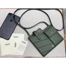 Fendi Two-Pocket Leather Messenger Mini Bag Green 2019