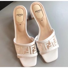 Fendi All-Over FF Logo in PU Slides White 2019
