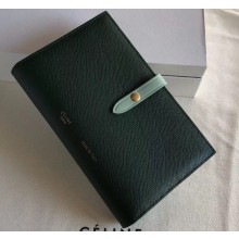 Celine Bicolour Large Strap Multifunction Wallet Dark Green/Pale Green