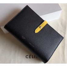 Celine Bicolour Large Strap Multifunction Wallet Black/Yellow