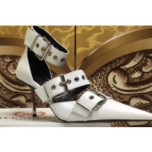 Balenciaga Heel 8cm Belt Ankle Strap Pumps White 2019