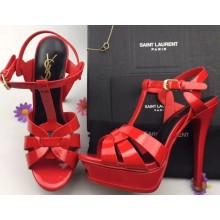 Saint Laurent Tribute Sandals In Patent Leather Red