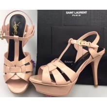 Saint Laurent Tribute Sandals In Patent Leather Nude Pink