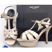 Saint Laurent Tribute Sandals In Patent Leather Creamy