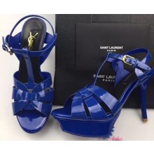 Saint Laurent Tribute Sandals In Patent Leather BlueSaint Laurent Tribute Sandals In Patent Leather Blue