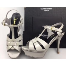 Saint Laurent Tribute Sandals In Patent Leather Light Gray