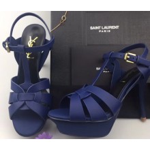 Saint Laurent Tribute Sandals In Satin Blue