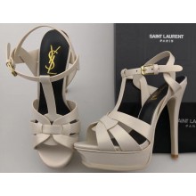 Saint Laurent Tribute Sandals In Smooth Leather Creamy