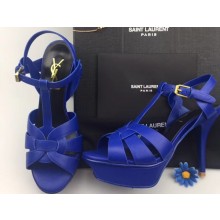 Saint Laurent Tribute Sandals In Smooth Leather Blue