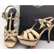 Saint Laurent Tribute Sandals In Smooth Leather Edge Beige