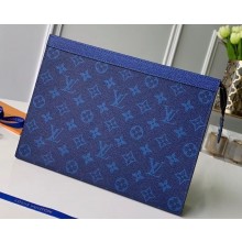Louis Vuitton Monogram Canvas/Taiga Leather Pochette Voyage MM Bag Blue 2019