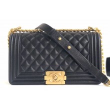 Chanel Caviar Leather Boy Flap Medium Bag Black/Gold