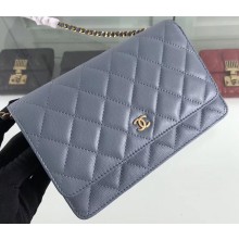 Chanel Caviar Leather Wallet On Chain WOC Bag A33814 Gray 2019