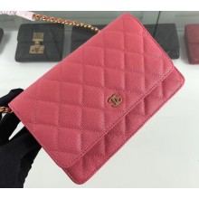 Chanel Caviar Leather Wallet On Chain WOC Bag A33814 Dark Pink 2019