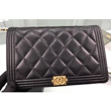 Chanel Lambskin Boy Wallet On Chain WOC Bag A80387 Black/Gold