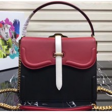Prada Belle Leather Shoulder Tote Bag 1BN004 Red/Black/White 2019
