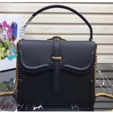 Prada Belle Leather Shoulder Tote Bag 1BN004 Black 2019
