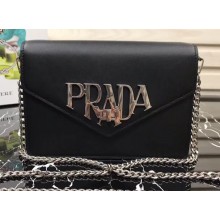 Prada Macro Logo Leather Crossbody Bag 1BD097 Black 2019