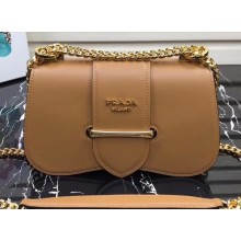 Prada Sidonie Leather Shoulder Bag 1BD184 Cognac 2019