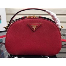 Prada Round Odette Saffiano Leather Bag 1BH123 Red 2019
