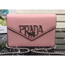 Prada Macro Logo Leather Crossbody Bag 1BD097 Pink 2019