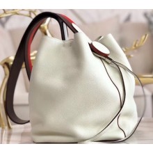 Hermes Licol 17 Bucket Bag In Evercolor Calfskin Bicolor Leather White 2019