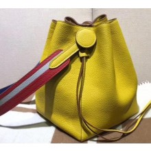 Hermes Licol 17 Bucket Bag In Evercolor Calfskin Bicolor Leather Yellow 2019