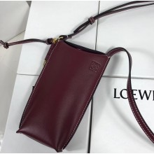 Loewe Gate Pocket Small Shoulder Pouch Bag With Adjustable Strap Burgundy