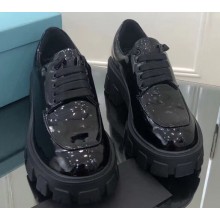 Prada Patent Leather Derby Lace-ups Shoes Black 2019