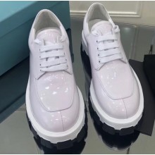 Prada Patent Leather Derby Lace-ups Shoes White 2019