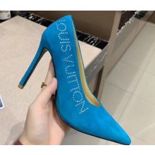 Louis Vuitton Heel 10cm Call Back Pumps Suede Turquoise 2019