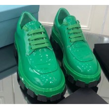 Prada Patent Leather Derby Lace-ups Shoes Green 2019