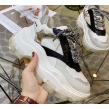Prada Leather Block Sneakers White/Black 2019