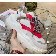 Prada Leather Block Sneakers White/Red 2019