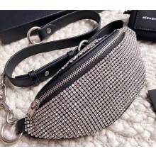 Alexander Wang Attica Fanny Pack Mini Bag with Silver Crystal Rhinestone Chain 2019