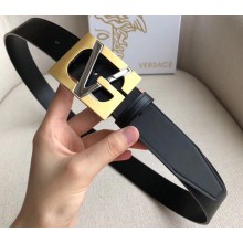 Versace Width 3.2cm Belt Black/Gold With V Buckle