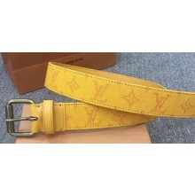 Louis Vuitton Width 3.5cm Monogram Denim Signature Belt Yellow 2019