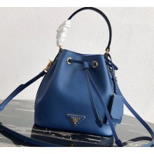 Prada Saffiano Leather Bucket Bag 1BZ032 Blue