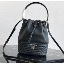 Prada Leather Bucket Bag 1BH038 Black